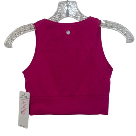 YogaLicious Seamless Rib Highline Cropped Tank Girls Large Pink 12 New - Picture 2 of 8